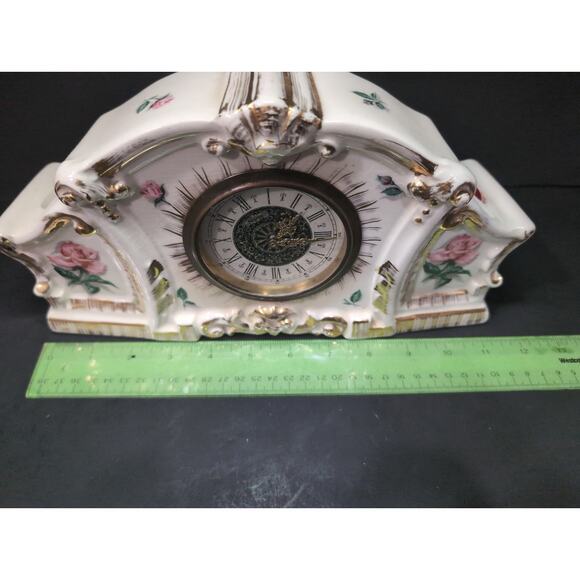 Lanshire Electric Rose Mantle Clock With Candle Holders, Vintage, Read Desc - Picture 8 of 9